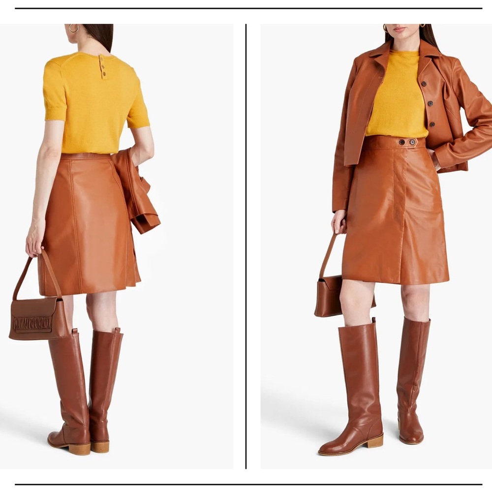 Paul Smith Brown Leather Wrap Skirt